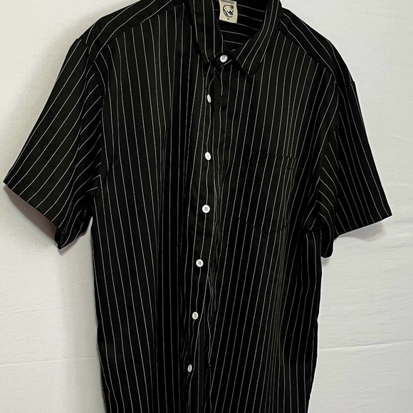 Hardaddy Black Pinstripe Men's Short Sleeve Button Up Hawaiian Men’s Blouse - Picture 10 of 13
